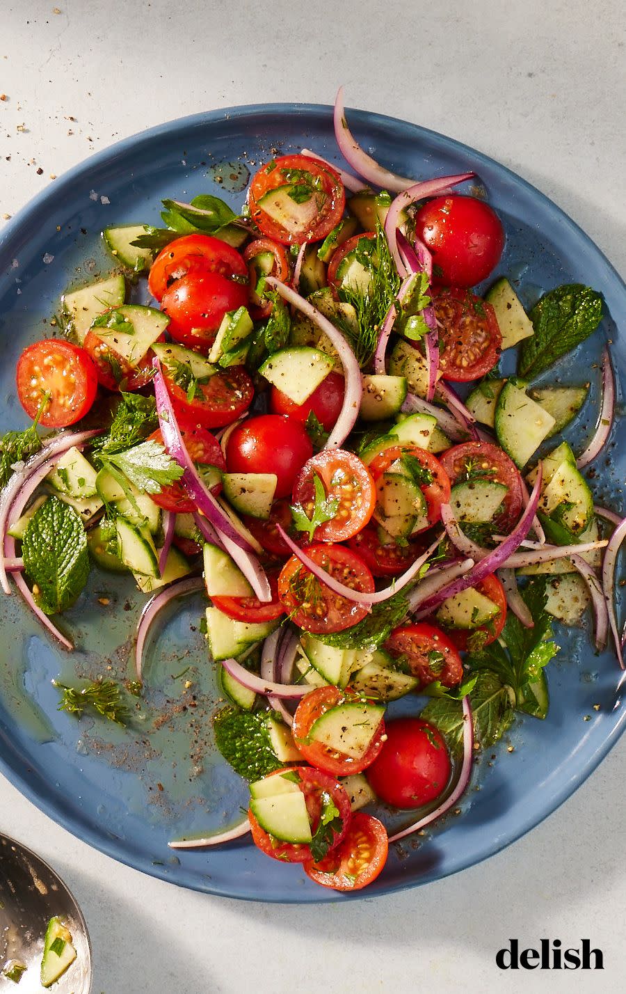 cucumber, onion, tomato salad