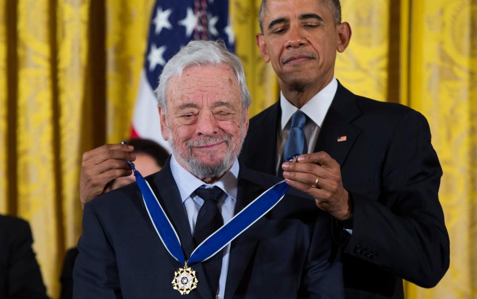 President Barack Obama presented the Presidential Medal of Freedom to composer Stephen Sondheim during a ceremony in the East Room of the White House in 2015 - Evan Vucci/AP