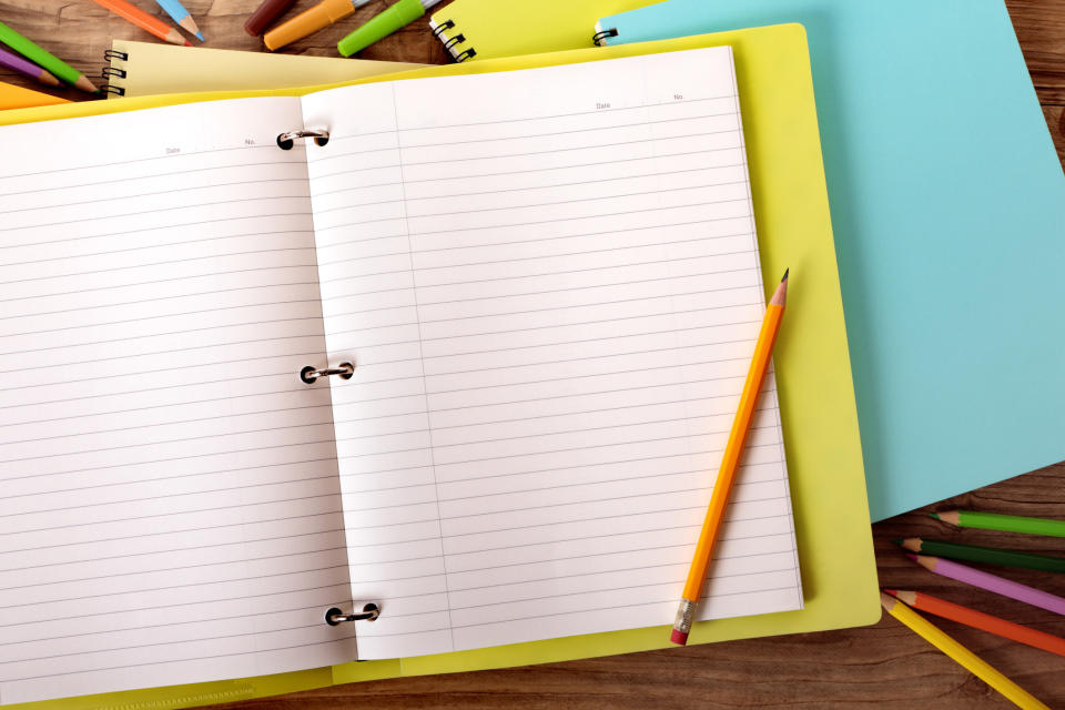 A school journal on a desk