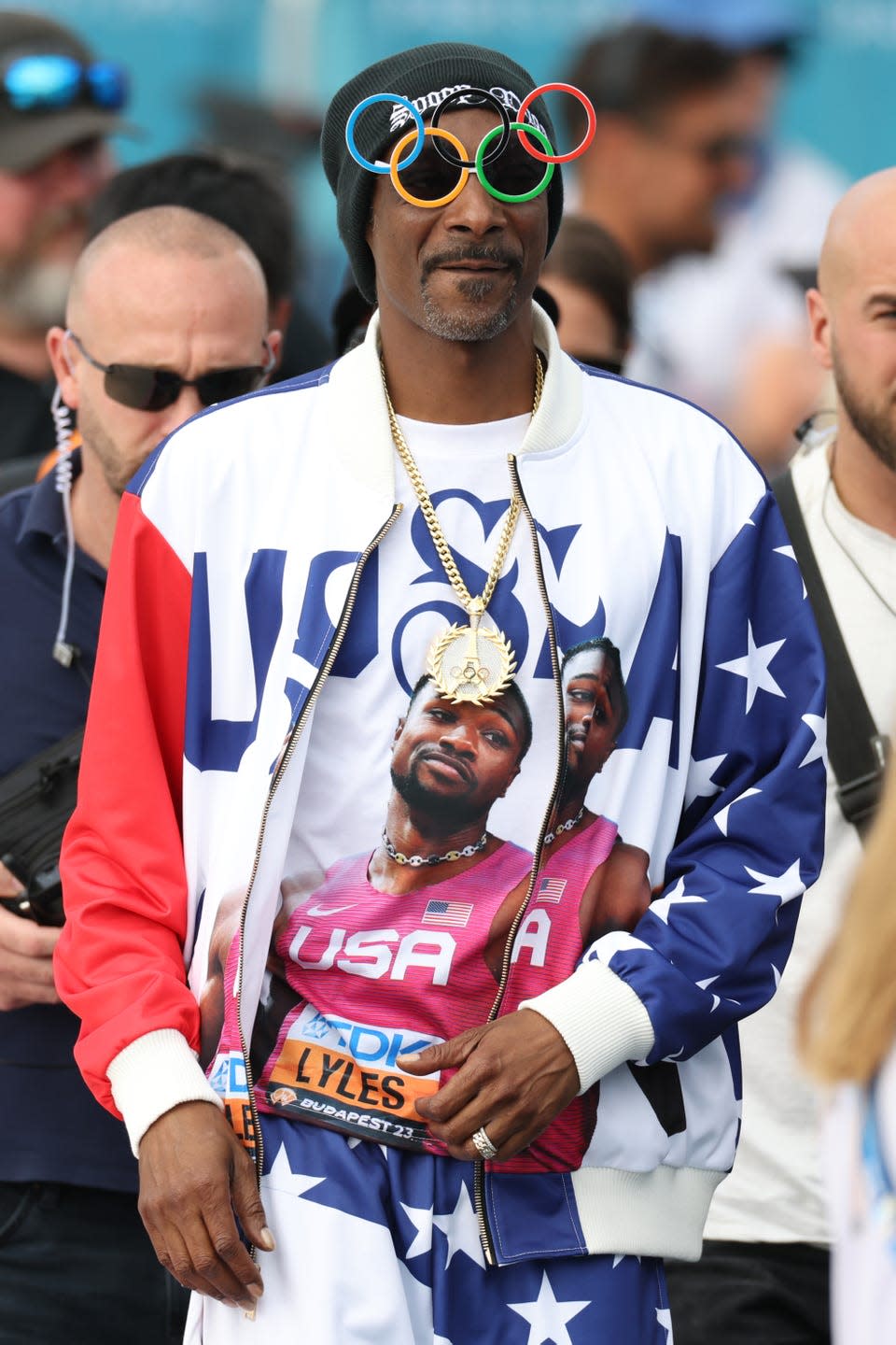 paris, france august 07 rapper and record producer snoop dogg attends the mens park final on day twelve of the olympic games paris 2024 at place de la concorde on august 07, 2024 in paris, france photo by pascal le segretaingetty images