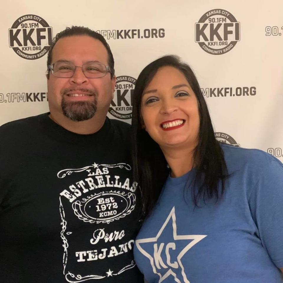 Lisa Lopez-Galvan, right, with her radio co-host Tommy Andrade. Lopez-Galvan, 43, was shot and killed Wednesday, Feb. 14 while performing as a DJ at the Kansas City Chiefs Super Bowl parade celebration.