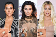 <p>More is more when it comes to a Kardashian engagement ring. There are essentially two requirements: that the diamond be blinding, and that it be a custom <a href="https://people.com/style/lorraine-schwartz-partners-with-the-natural-diamond-council-to-launch-emerging-designer-diamond-initiative/" rel="nofollow noopener" target="_blank" data-ylk="slk:Lorraine Schwartz;elm:context_link;itc:0;sec:content-canvas" class="link ">Lorraine Schwartz</a> piece. </p> <p>The jeweler has crafted two rings for Kim in the past — a 20.5-carat diamond for Kris' proposal, as well as a 15-carat ring for Kanye's. </p> <p>Keeping up with tradition, Barker proposed to Kourtney with a <a href="https://people.com/style/kourtney-kardashian-lorraine-schwartz-engagement-ring-details/" rel="nofollow noopener" target="_blank" data-ylk="slk:dazzling Schwartz sparkler,;elm:context_link;itc:0;sec:content-canvas" class="link ">dazzling Schwartz sparkler,</a> as well. </p>