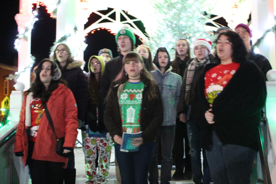 The Clear Fork Artisans sing at the Yule Log Celebration.