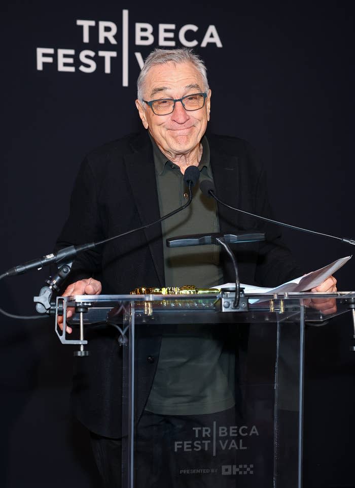 Close-up of Bob onstage at a podium