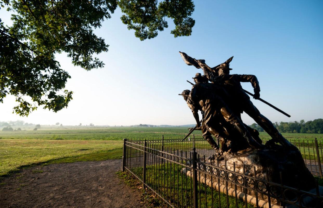 The North Carolina memorial stands in Gettysburg National Military Park on Aug. 10, 2020. <a href="https://www.gettyimages.com/detail/news-photo/the-north-carolina-memorial-stands-along-west-confederate-news-photo/1227989668?adppopup=true" rel="nofollow noopener" target="_blank" data-ylk="slk:Bill Clark/CQ-Roll Call, Inc via Getty Images;elm:context_link;itc:0;sec:content-canvas" class="link ">Bill Clark/CQ-Roll Call, Inc via Getty Images</a>