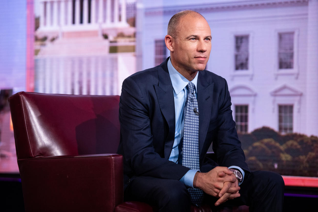 Avenatti, Stormy Daniels’s lawyer, listens during a Bloomberg Television interview in New York on Aug. 2, 2018. (Photo: Mark Kauzlarich/Bloomberg via Getty Images)