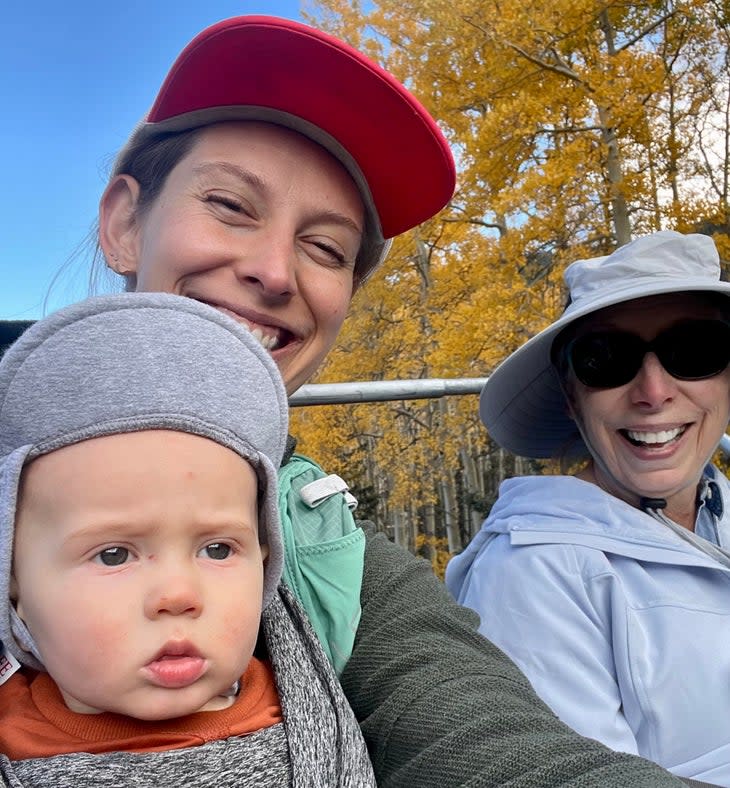 <span class="article__caption">The author, her mom, and her son on the way up</span> (Photo: Abigail Wise)