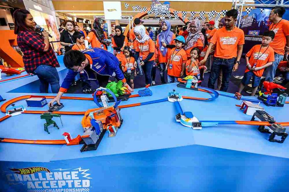 A view of one of the obstacle courses set up at the finals, which encouraged the kids to strategise the best and fastest way to complete the course. — Picture courtesy of Hot Wheels Malaysia
