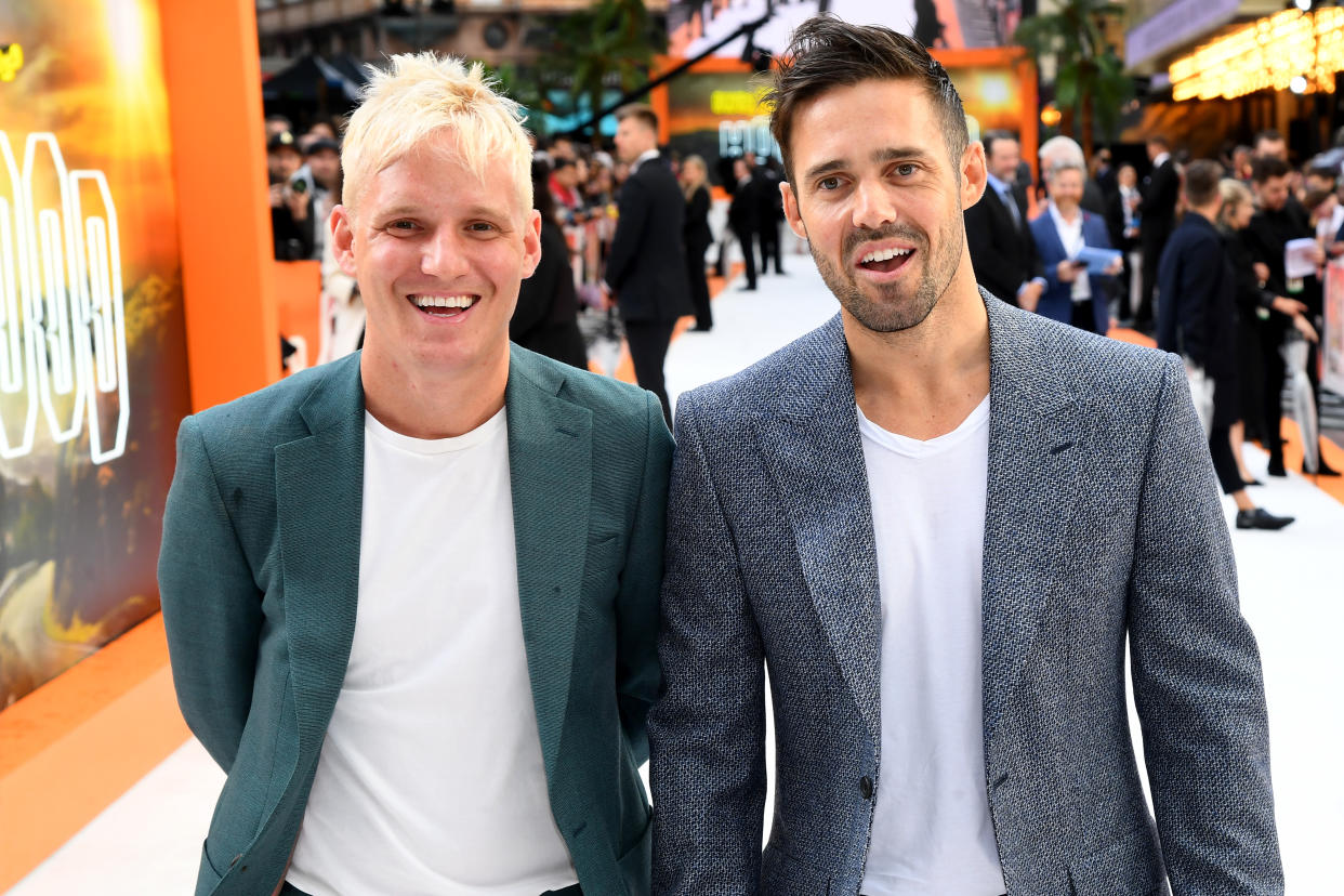 LONDON, ENGLAND - JULY 30: Jamie Laing and Spencer Matthews attend the 