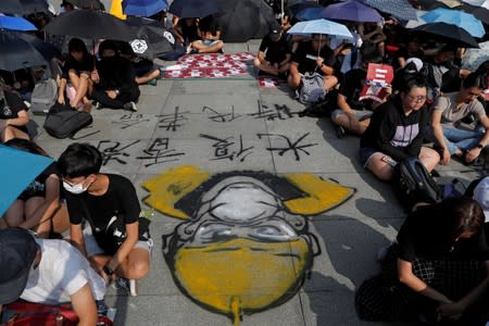 Students' march on the campus of the Chinese University of Hong Kong