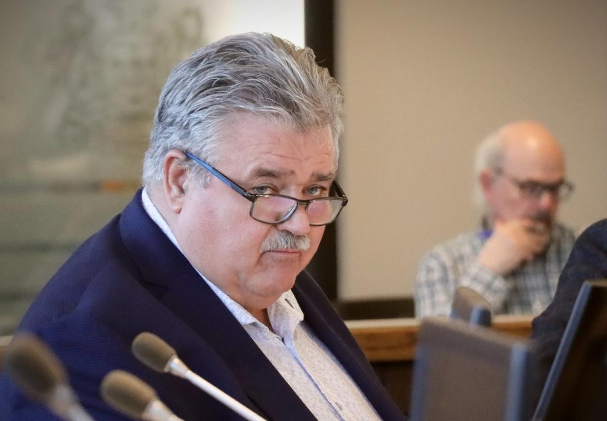 Coun. Darren Bruckschwaiger says the Nova Scotia government is making big decisions about the future of rail in Cape Breton Regional Municipality without consulting local officials. (Tom Ayers/CBC - image credit)