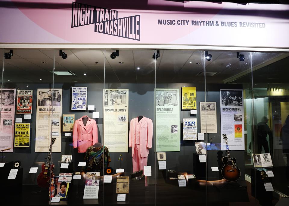 A view of the exhibit at the opening of "Night Train to Nashville: Music City Rhythm & Blues Revisited" at Country Music Hall of Fame and Museum on April 25, 2024 in Nashville, Tennessee.