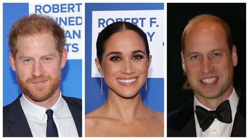 Prince Harry, the Duke of Sussex, left; Princess Meghan Markle, the Duchess of Sussex; Prince William, the Prince of Wales.