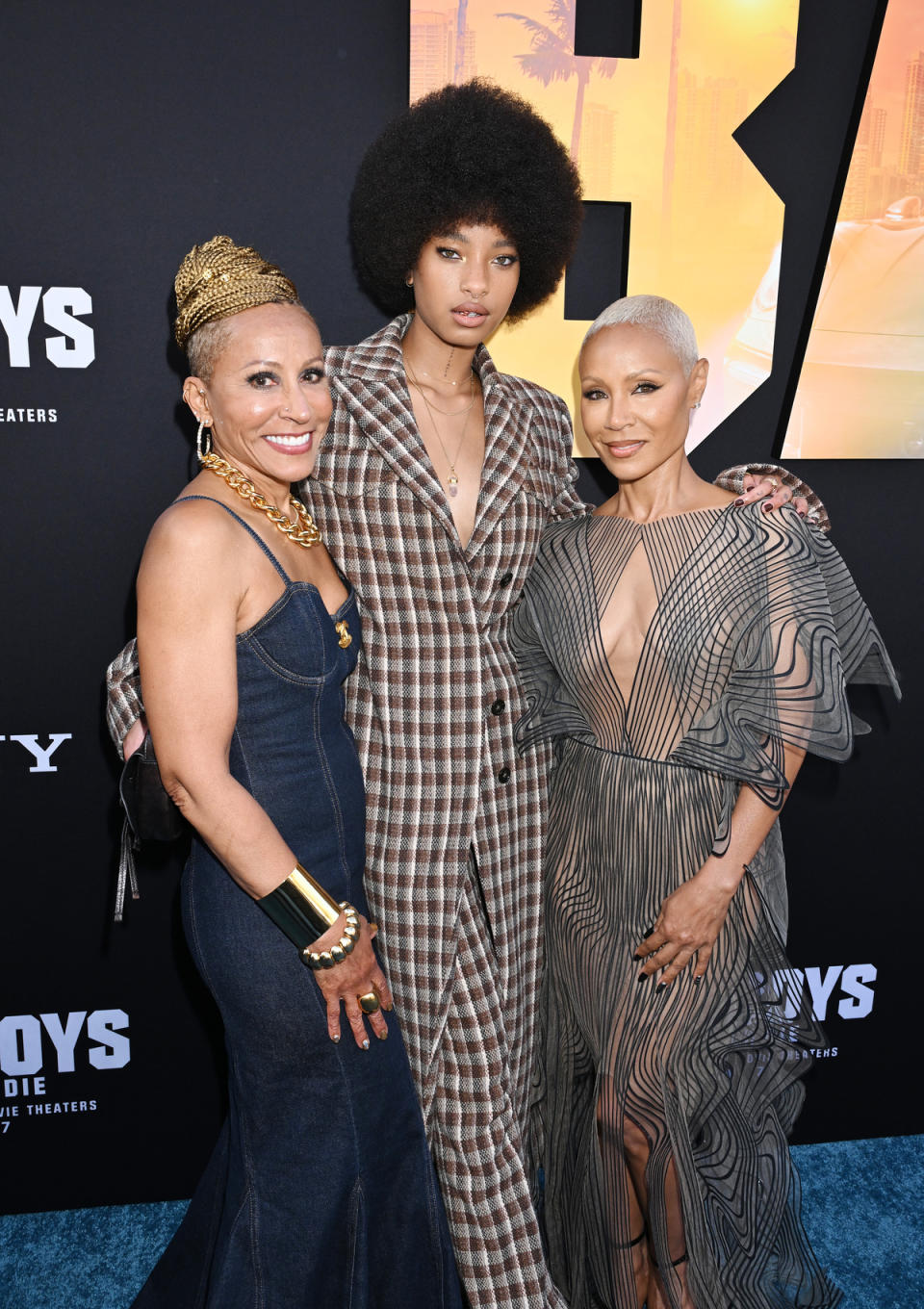 Gammy Norris, Willow Smith and Jada Pinkett Smith at the premiere of "Bad Boys: Ride or Die" at the TCL Chinese Theater on May 30, 2024 in Hollywood, California.