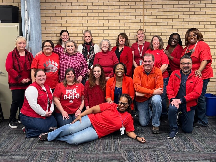 Verastegui, lower right, joined with several health department staff to rock red in early February, for National Heart Month.