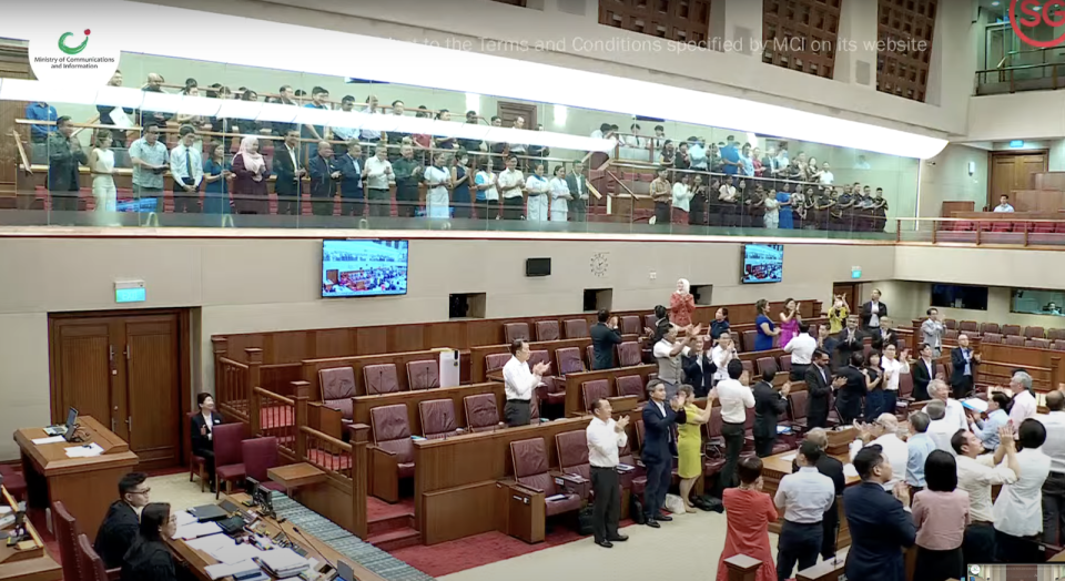 MPs gave a standing ovation lasting almost half a minute to a contingent of frontliners in Parliament.