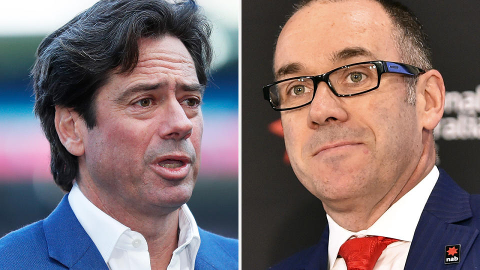 Gillon McLachlan and Andrew Thorburn are pictured side by side.