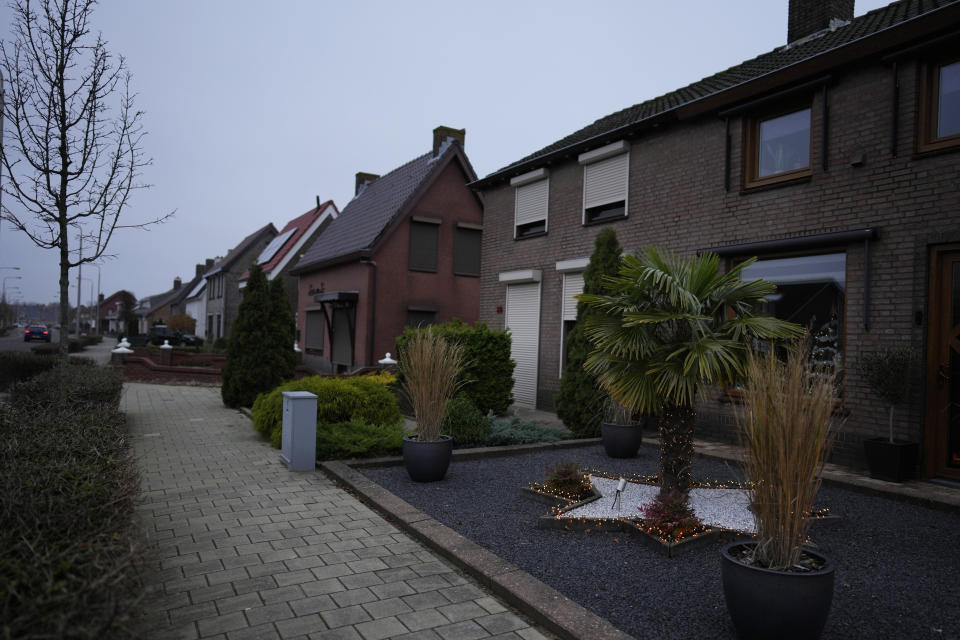 A palm tree is decorated with holiday lights in the village of Sint Willesbrord, Netherlands on Friday, Dec. 1, 2023. In the quiet Dutch village of Sint Willebrord, nearly three out of four voters chose a virulently anti-migrant, anti-Muslim party in an election last year that shattered the Netherlands' image as a welcoming, moderate country. Analysts say far-right parties are primed to gain influence over EU policies affecting everything from civil rights to gender issues to immigration. (AP Photo/Virginia Mayo)