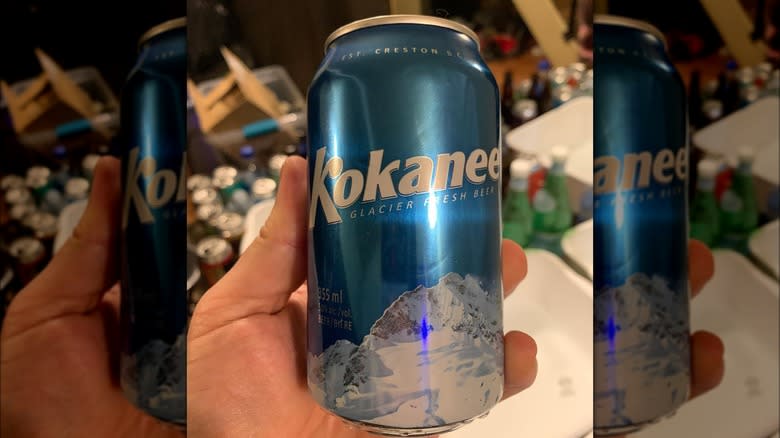 Kokanee can in hand