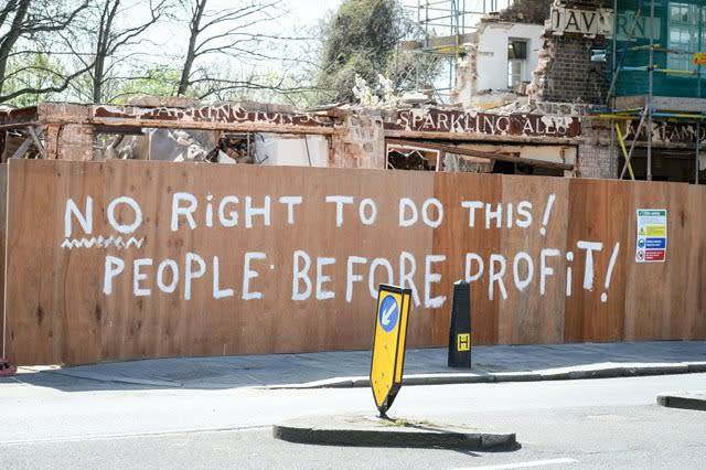 The Carlton Tavern after demolition