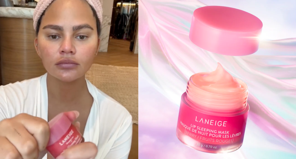 Chrissy Teigen is a fan of the Laneige Lip Sleeping Mask. Images via Instagram/ChrissyTeigen, Sephora.