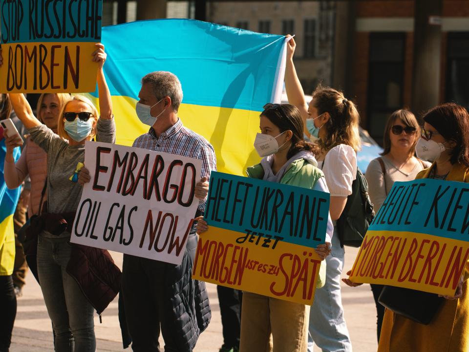 A protest against the Ukraine war in Cologne, Germany.