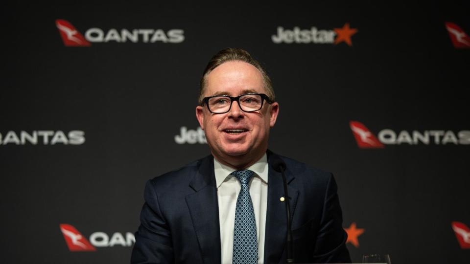 SYDNEY, AUSTRALIA - NCA NewsWire Photos - 24 AUGUST, 2023: Qantas Group Chief Executive Officer Alan Joyce discusses the Qantas GroupÃs full year results at the Qantas Head Quarters in Mascot. Picture: NCA NewsWire / Christian Gilles