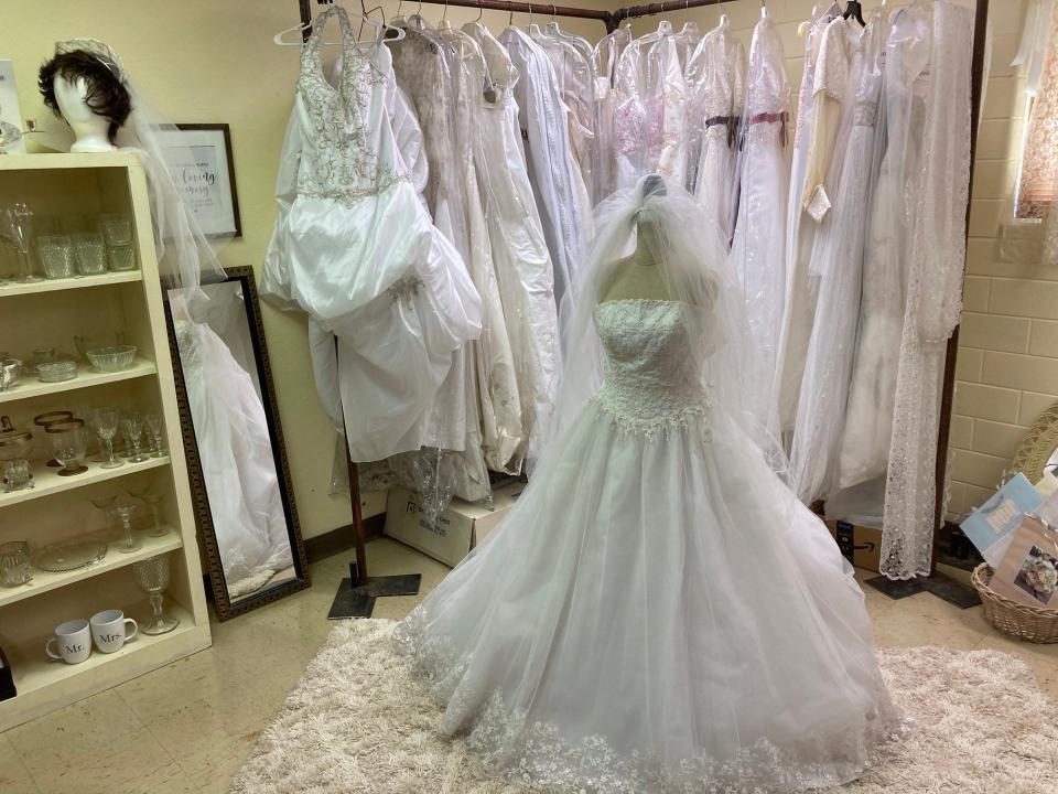 Ballinger Cares has a bridal room with new dresses at the Hugh Wade Center, 402 Crosson Ave.