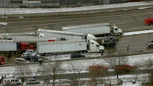 Fatal pileup on I-75 in Detroit, MI.