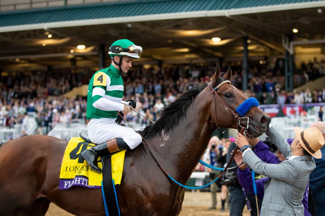 Flightline, with Flavien Prat aboard, wins the 39th running of the Breeders’ Cup Classic at Keeneland.