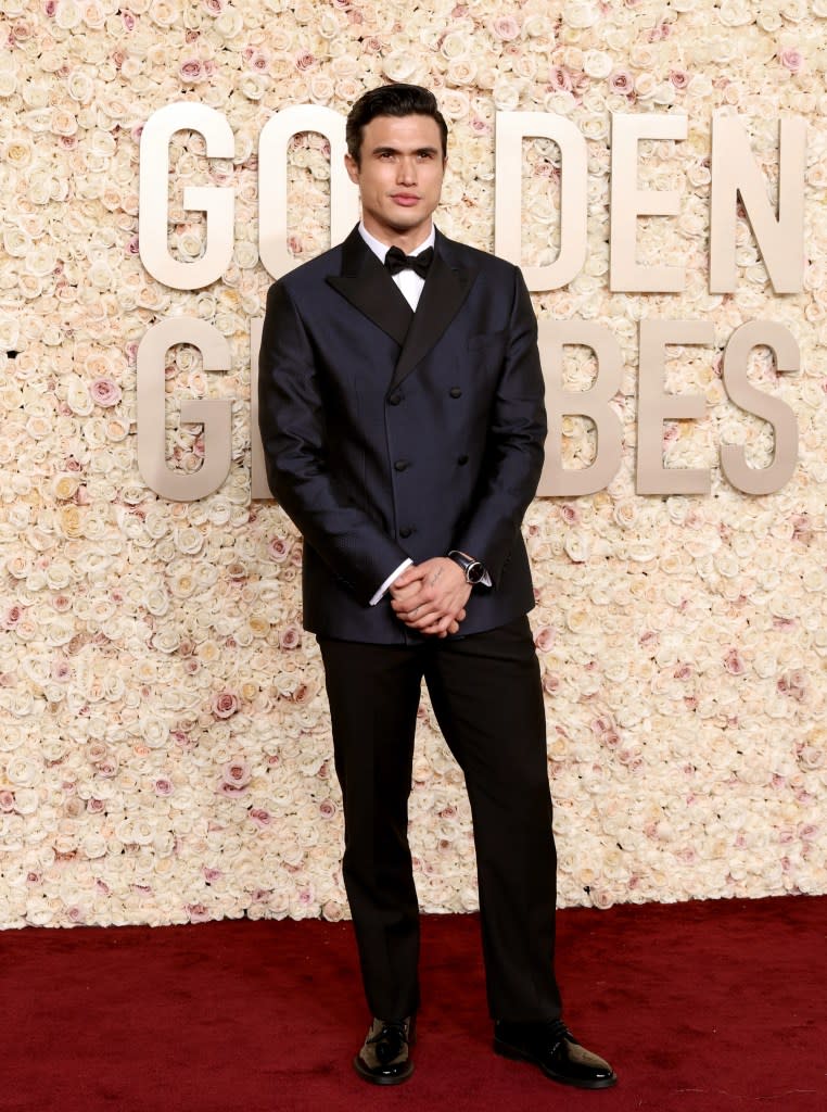 Charles Melton attends the 81st Annual Golden Globe Awards at The Beverly Hilton on January 07, 2024 in Beverly Hills, California.