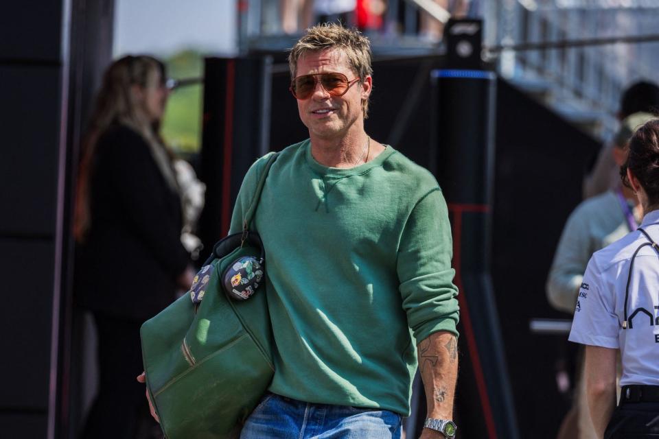 Brad Pitt arrives at the Hungarian Grand Prix