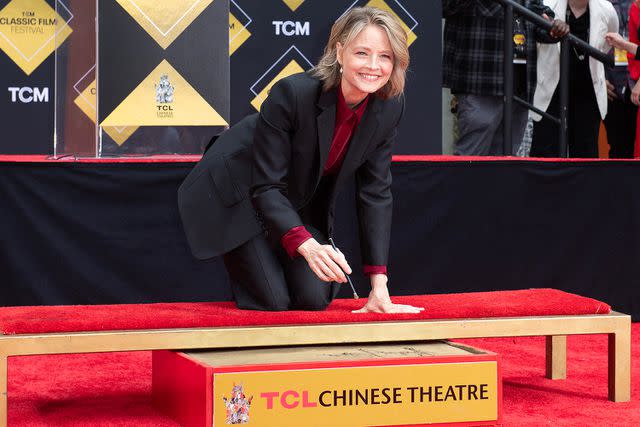 <p>VALERIE MACON/AFP via Getty</p> Jodie Foster at her handprint and footprint ceremony