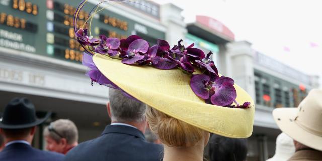 Kentucky Derby Hat. Purple Straw Top Hat. Racing Fashion 