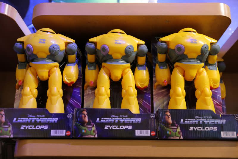 FILE PHOTO: Merchandise and toys depicting characters from the movie "Lightyear" are seen for sale in Manhattan, New York City