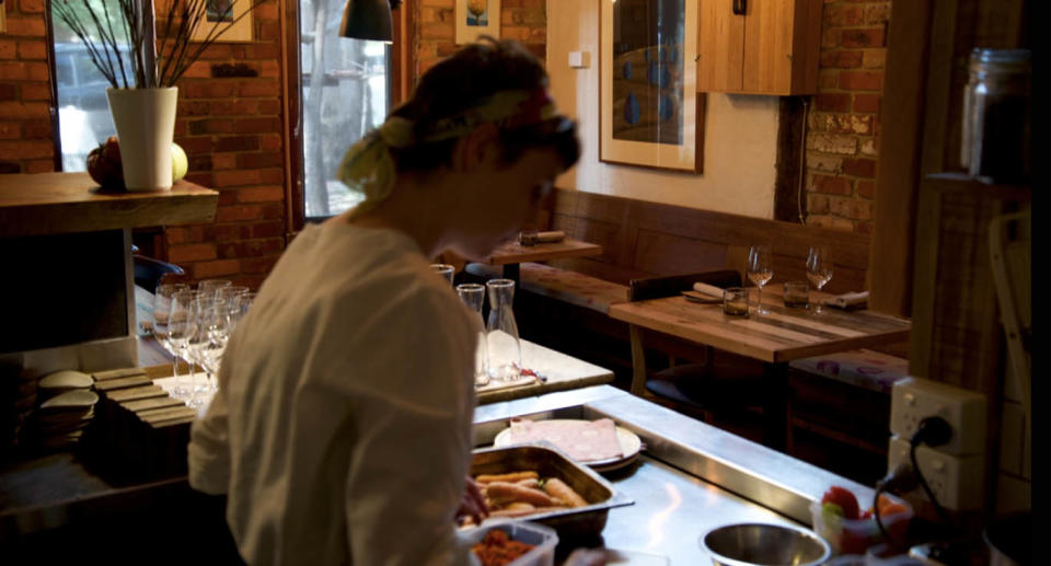 A woman preparing food