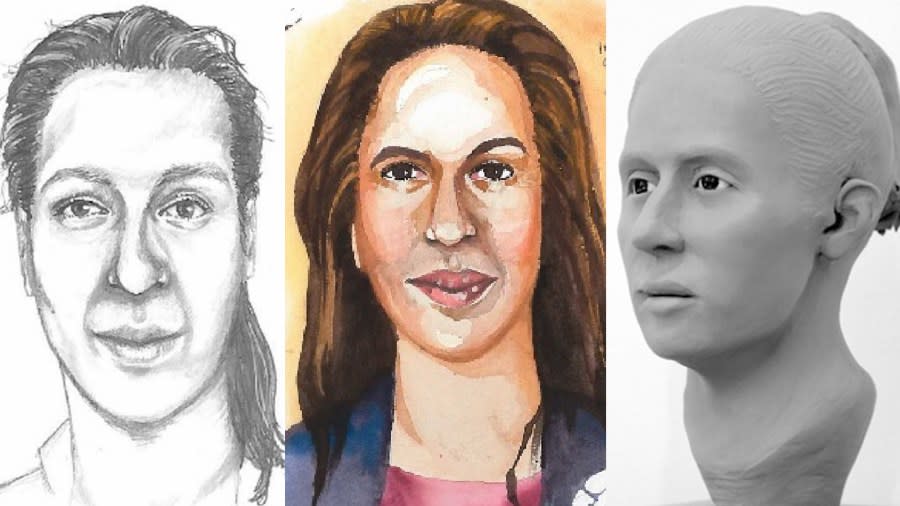 Facial rendering of an unidentified woman created by a forensic artist were released by the Orange County Sheriff's Department on April 15, 2016.