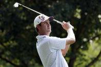 Harris English hits from the 11th tee during the second round of the St. Jude Championship golf tournament Friday, Aug. 11, 2023, in Memphis, Tenn. (AP Photo/George Walker IV)