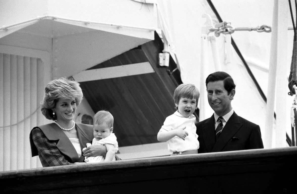 Charles and Diana aboard the Royal Yacht Britannia on a private holiday (Ron Bell/PA) (PA Archive)