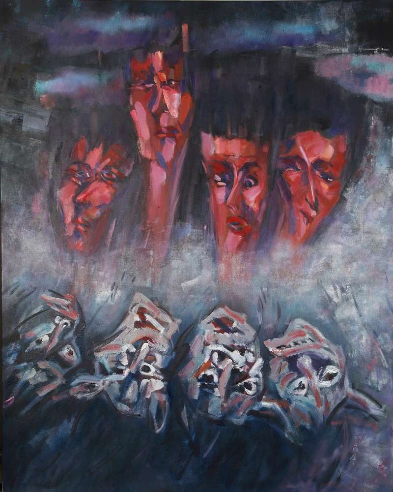  朱孟庠畫作〈人間煉獄----集中營〉 2016 162×120 油畫