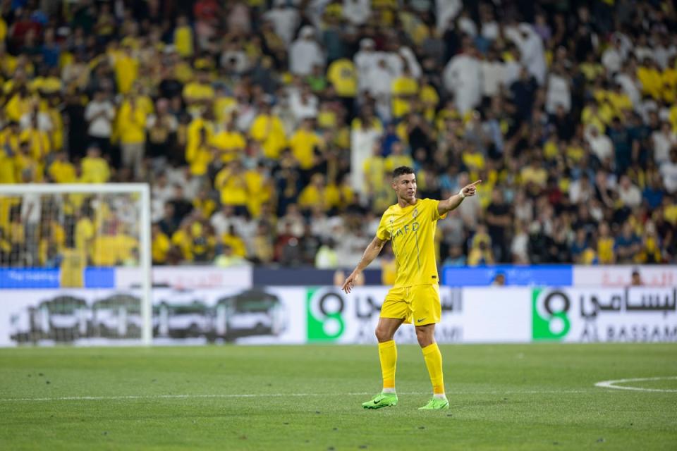 Cristiano Ronaldo was shown a red card for raising his fist at a referee (Getty Images)