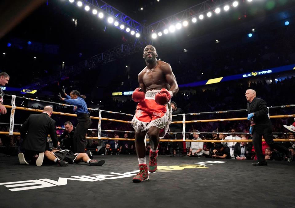 Crawford celebrates after knocking out David Avanesyan in December (Getty Images)