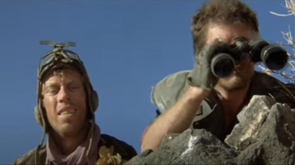 Bruce Spence and Mel Gibson in The Road Warrior