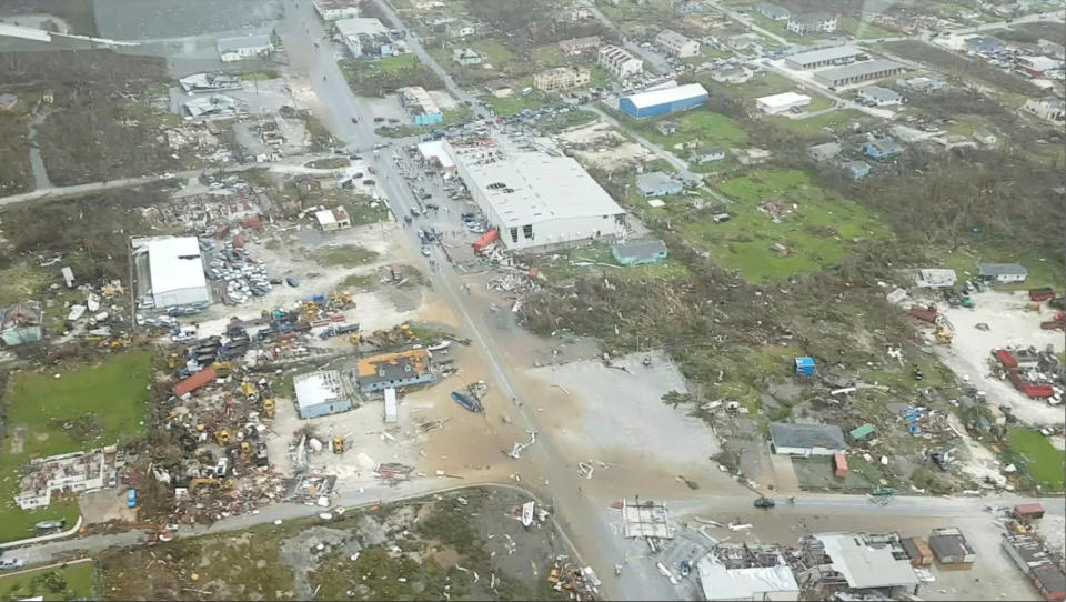An aerial view of devastation after hurricane Dorian hit the Abaco Islands in the Bahamas, September 3, 2019, in this still image from video obtained via social media. (Photo: Terran Knowles/Our News Bahamas/via Reuters)