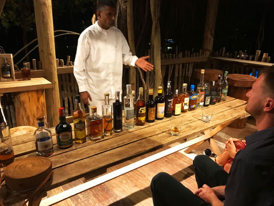 The bar is best enjoyed at night when you climb up to the treetops to sample some of the 88 local and international rums on offer. You're guided through the collection by a very knowledgeable and enthusiastic connoisseur. Photo: Be