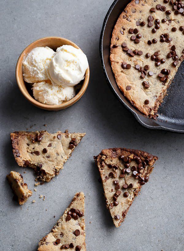Low-Carb Browned Butter Chocolate Chip Skillet Cookie