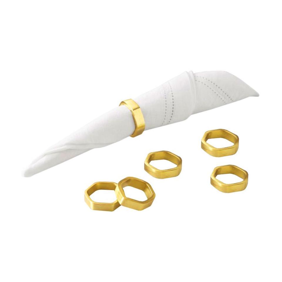 6) Gold Hexagon Napkin Ring