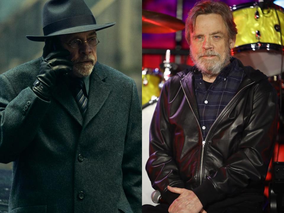 A side-by-side image of Mark Hamill on "The Fall of the House of Usher," and in 2021.