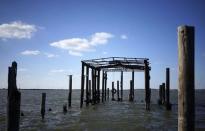 A structure that used to be a boat house in the former Brownwood neighborhood, which was abandoned due to rising sea waters, is seen in Baytown, Texas March 6, 2014. REUTERS/Rick Wilking