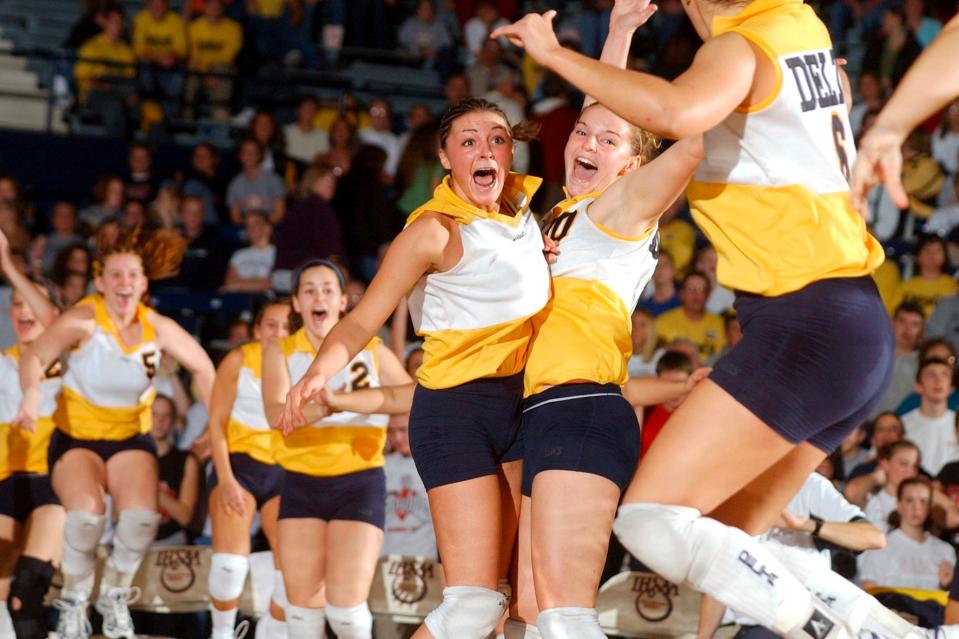 Delta defeated Fort Wayne Bishop Luers 3-0 to win their 3A state championship game at Hinkle Fieldhouse in November of 2002. 